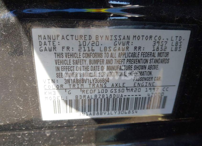Photo 9 of 2020 Nissan Sentra S XTRONIC CVT (VIN 3N1AB8BV1LY306854)