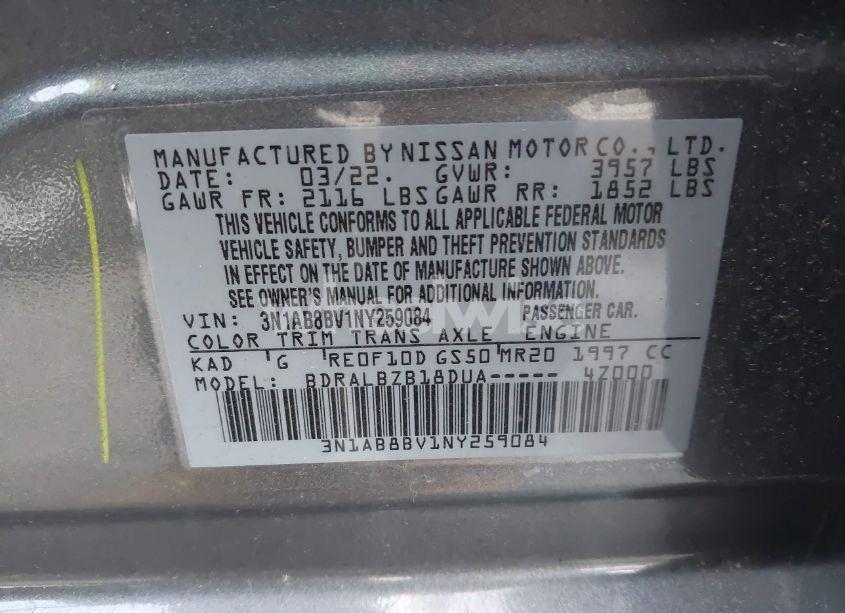 Photo 9 of 2022 Nissan Sentra S XTRONIC CVT (VIN 3N1AB8BV1NY259084)