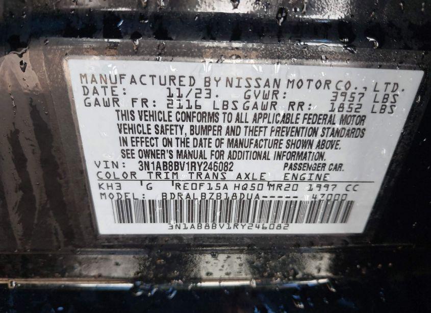 Photo 9 of 2024 Nissan Sentra S XTRONIC CVT (VIN 3N1AB8BV1RY246082)