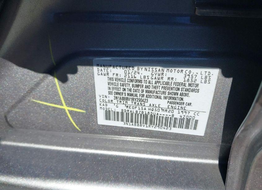 Photo 9 of 2024 Nissan Sentra S XTRONIC CVT (VIN 3N1AB8BV1RY290423)