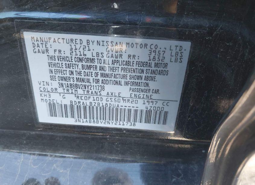 Photo 9 of 2022 Nissan Sentra S XTRONIC CVT (VIN 3N1AB8BV2NY211738)