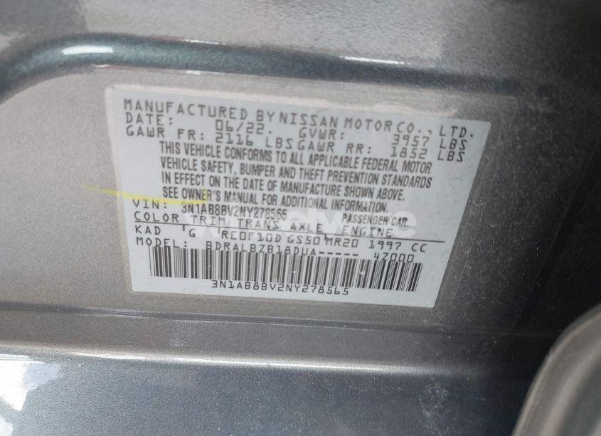 Photo 9 of 2022 Nissan Sentra S XTRONIC CVT (VIN 3N1AB8BV2NY278565)