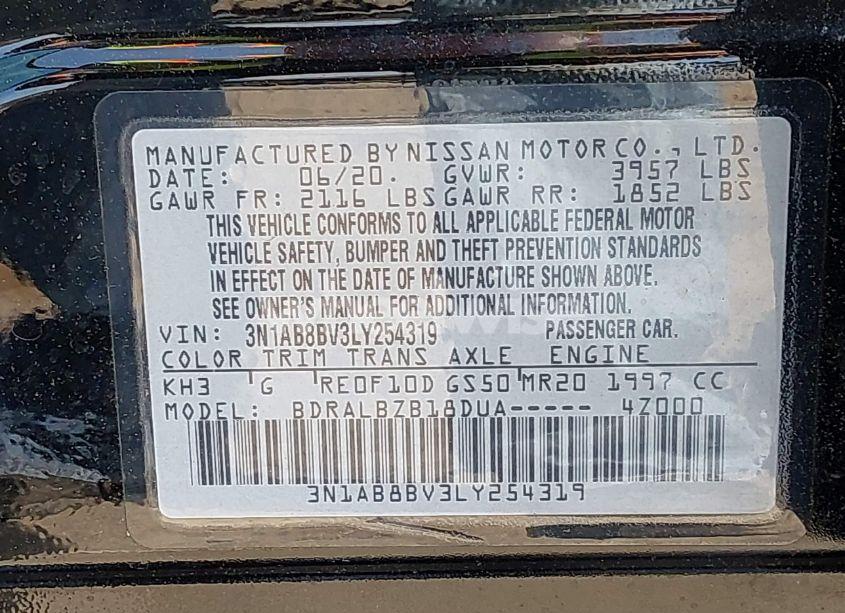 Photo 9 of 2020 Nissan Sentra S XTRONIC CVT (VIN 3N1AB8BV3LY254319)