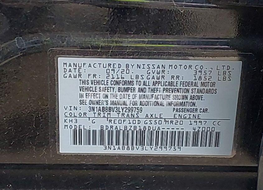 Photo 9 of 2020 Nissan Sentra S XTRONIC CVT (VIN 3N1AB8BV3LY299759)