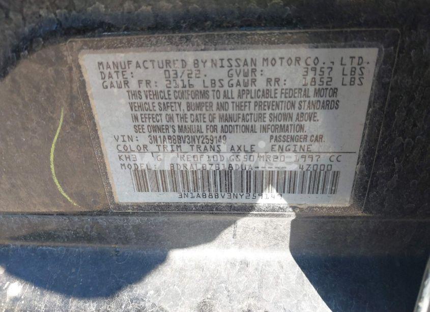 Photo 9 of 2022 Nissan Sentra S XTRONIC CVT (VIN 3N1AB8BV3NY259149)