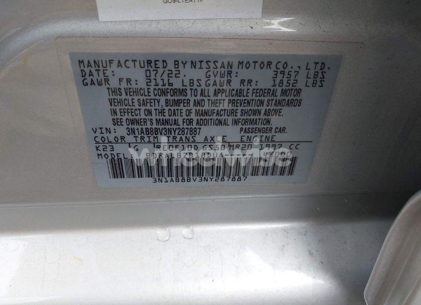 Photo 9 of 2022 Nissan Sentra S XTRONIC CVT (VIN 3N1AB8BV3NY287887)