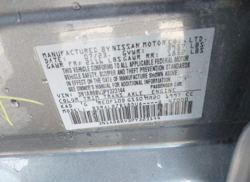 Photo 9 of 2023 Nissan Sentra S XTRONIC CVT (VIN 3N1AB8BV3PY323144)