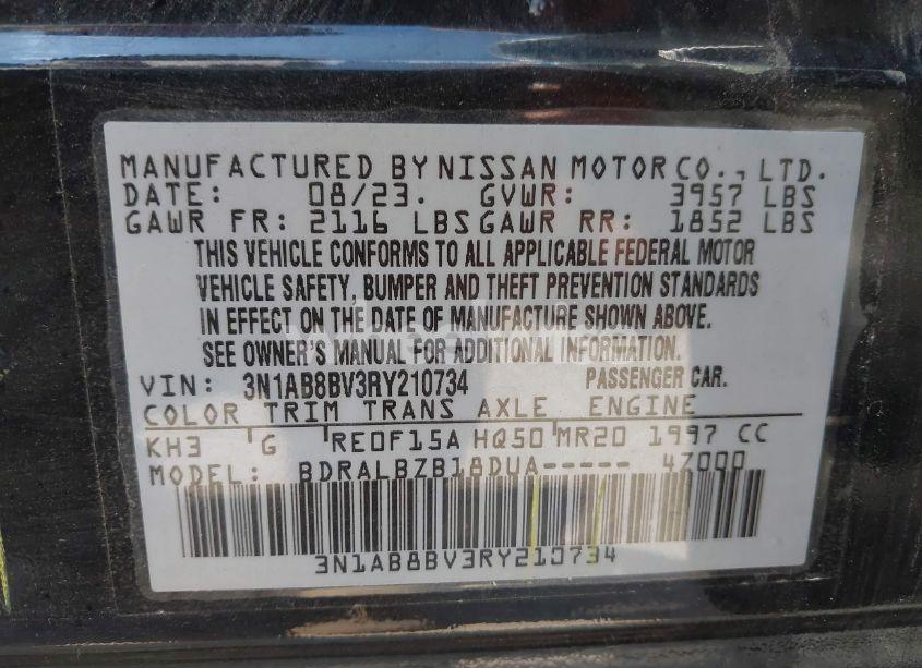 Photo 9 of 2024 Nissan Sentra S XTRONIC CVT (VIN 3N1AB8BV3RY210734)