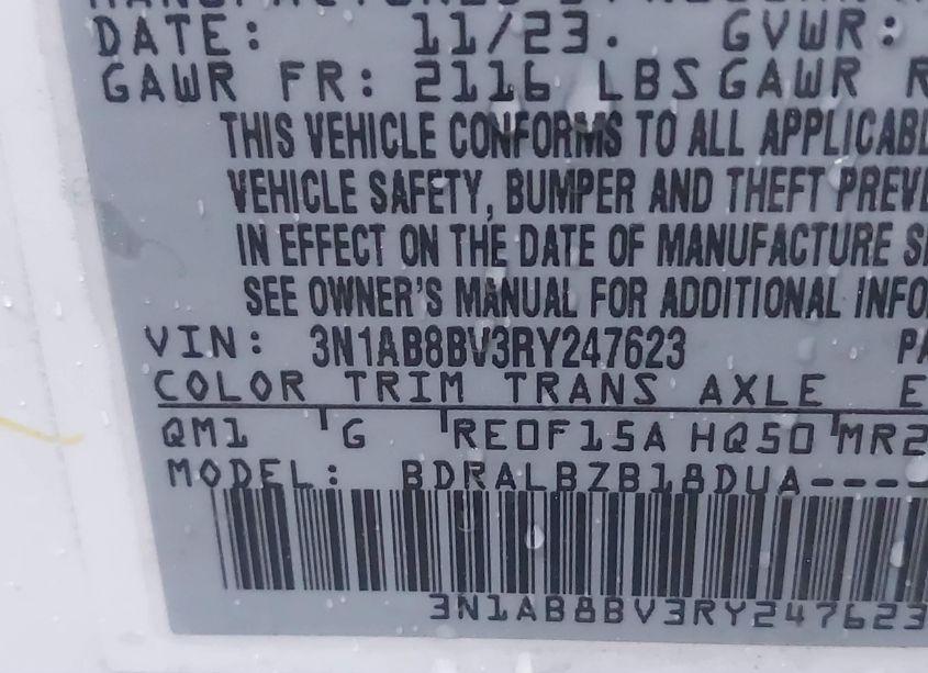 Photo 9 of 2024 Nissan Sentra S XTRONIC CVT (VIN 3N1AB8BV3RY247623)