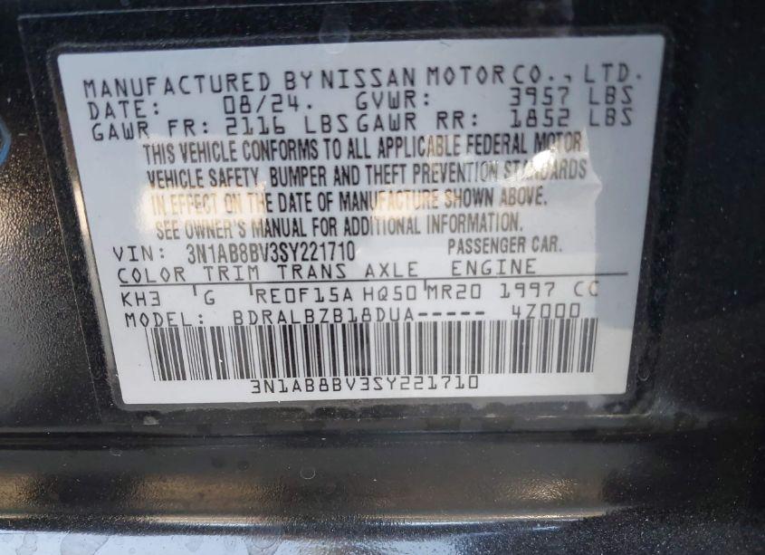 Photo 9 of 2025 Nissan Sentra S (VIN 3N1AB8BV3SY221710)