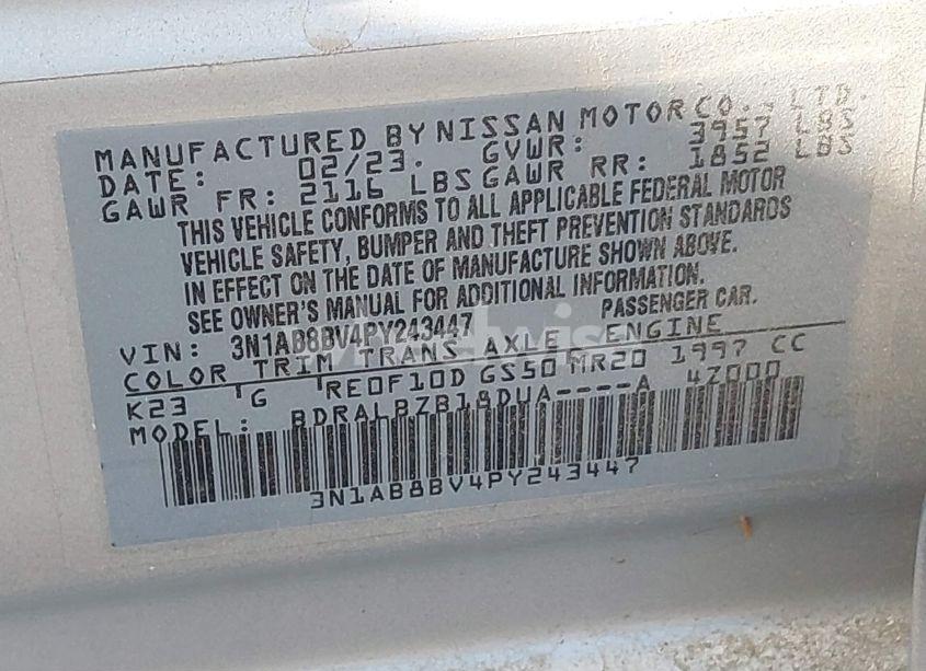 Photo 9 of 2023 Nissan Sentra S XTRONIC CVT (VIN 3N1AB8BV4PY243447)