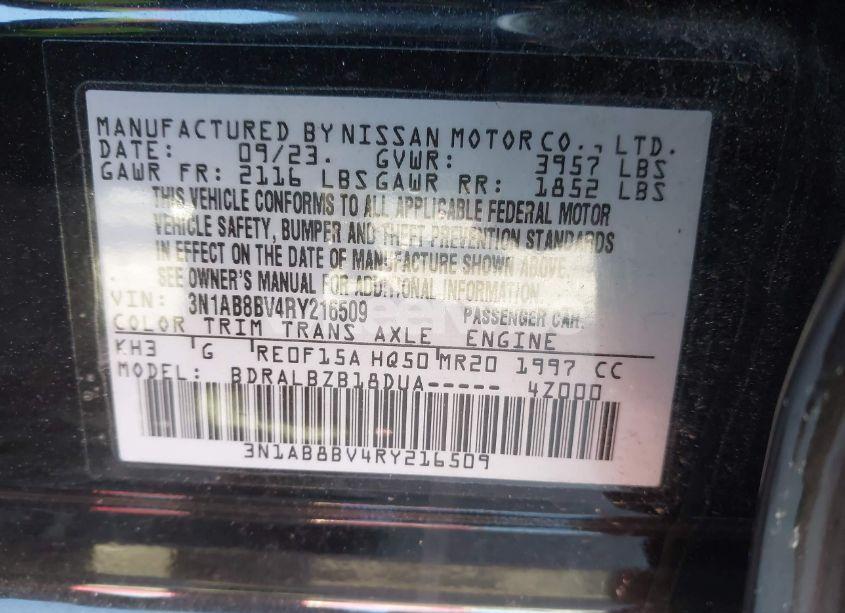 Photo 9 of 2024 Nissan Sentra S XTRONIC CVT (VIN 3N1AB8BV4RY216509)
