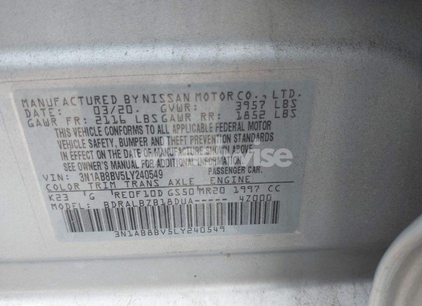 Photo 9 of 2020 Nissan Sentra S XTRONIC CVT (VIN 3N1AB8BV5LY240549)