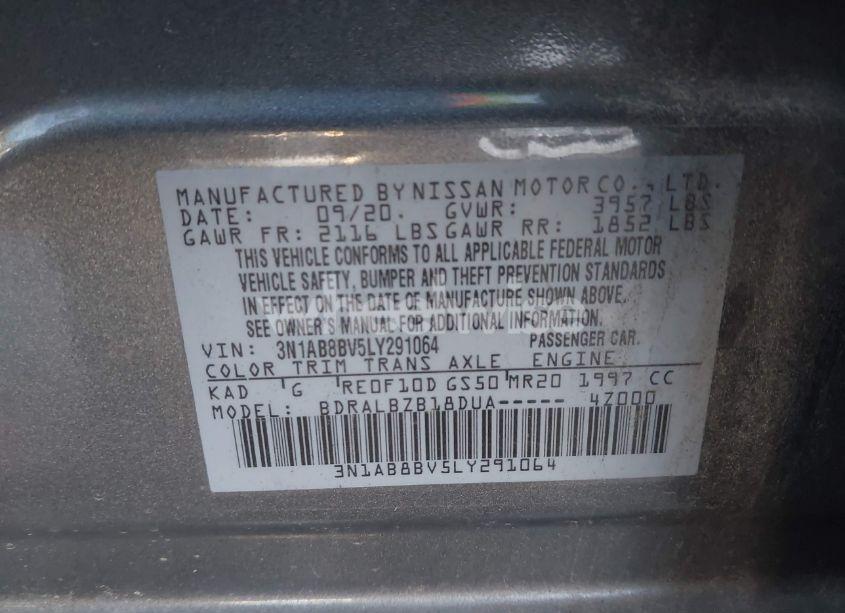 Photo 9 of 2020 Nissan Sentra S XTRONIC CVT (VIN 3N1AB8BV5LY291064)