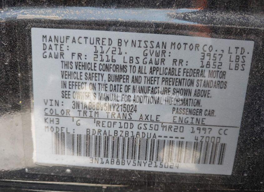 Photo 9 of 2022 Nissan Sentra S XTRONIC CVT (VIN 3N1AB8BV5NY215024)