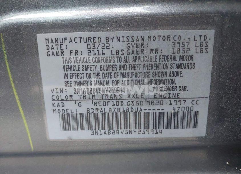 Photo 9 of 2022 Nissan Sentra S XTRONIC CVT (VIN 3N1AB8BV5NY259914)