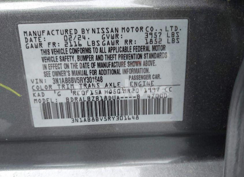 Photo 9 of 2024 Nissan Sentra S XTRONIC CVT (VIN 3N1AB8BV5RY301648)