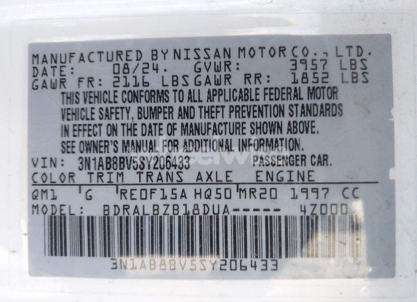 Photo 9 of 2025 Nissan Sentra S (VIN 3N1AB8BV5SY206433)