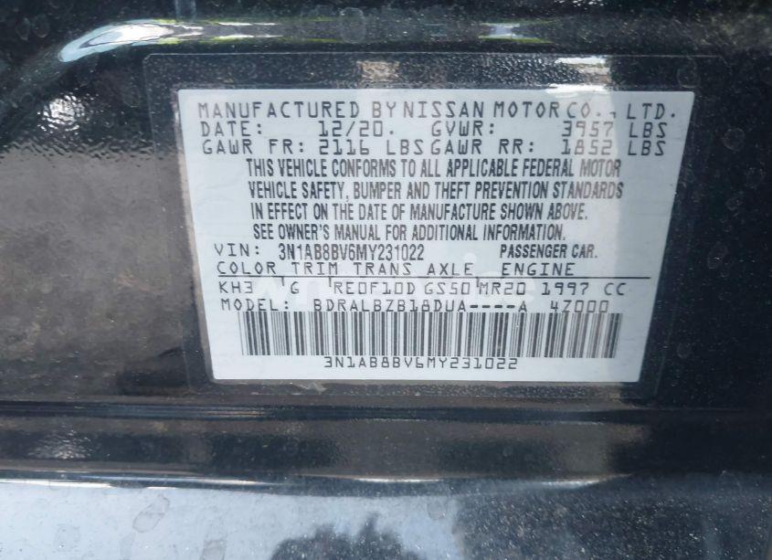 Photo 9 of 2021 Nissan Sentra S XTRONIC CVT (VIN 3N1AB8BV6MY231022)