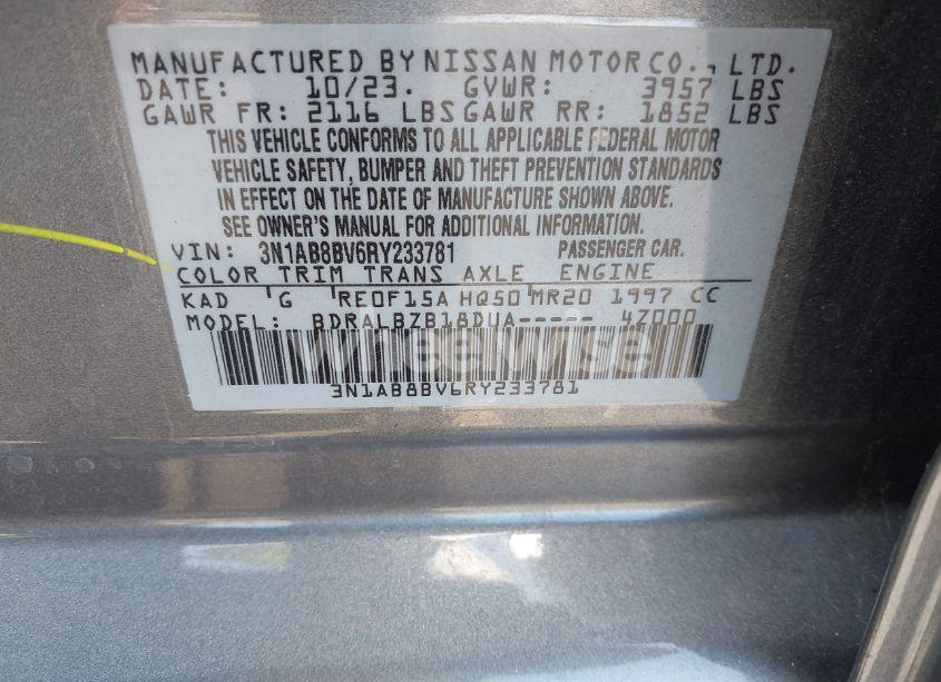 Photo 9 of 2024 Nissan Sentra S XTRONIC CVT (VIN 3N1AB8BV6RY233781)