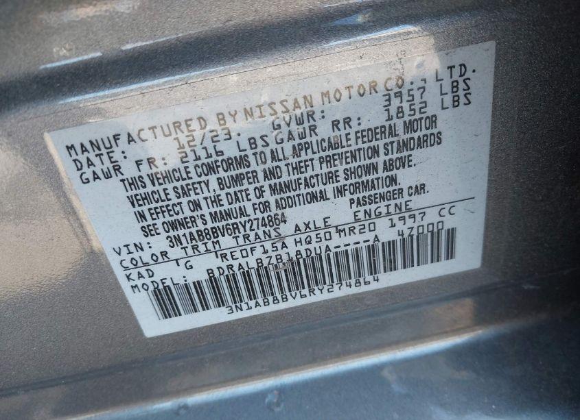 Photo 9 of 2024 Nissan Sentra S XTRONIC CVT (VIN 3N1AB8BV6RY274864)