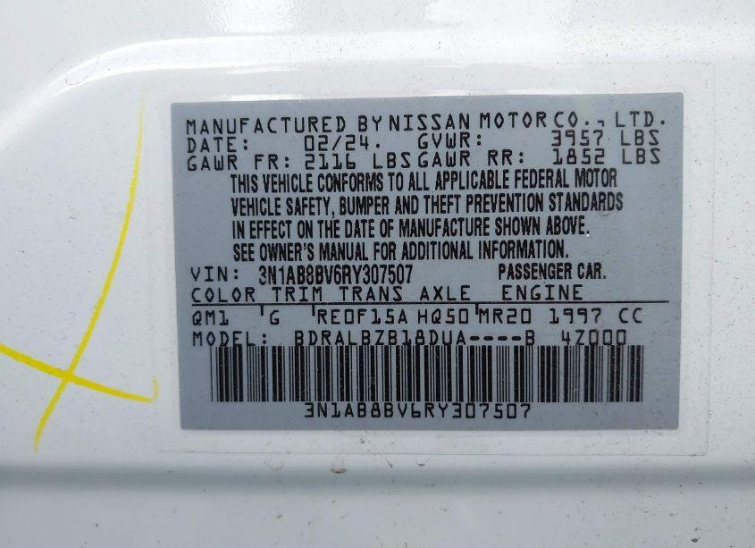 Photo 9 of 2024 Nissan Sentra S XTRONIC CVT (VIN 3N1AB8BV6RY307507)