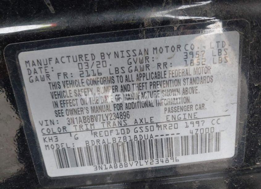 Photo 9 of 2020 Nissan Sentra S XTRONIC CVT (VIN 3N1AB8BV7LY234896)