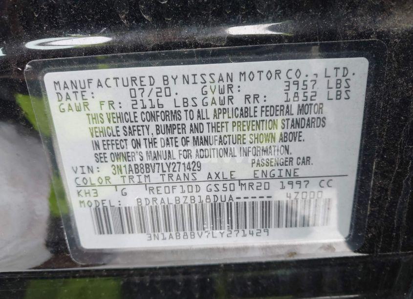 Photo 9 of 2020 Nissan Sentra S XTRONIC CVT (VIN 3N1AB8BV7LY271429)