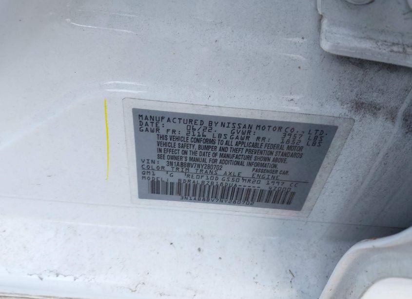 Photo 9 of 2022 Nissan Sentra S XTRONIC CVT (VIN 3N1AB8BV7NY280702)