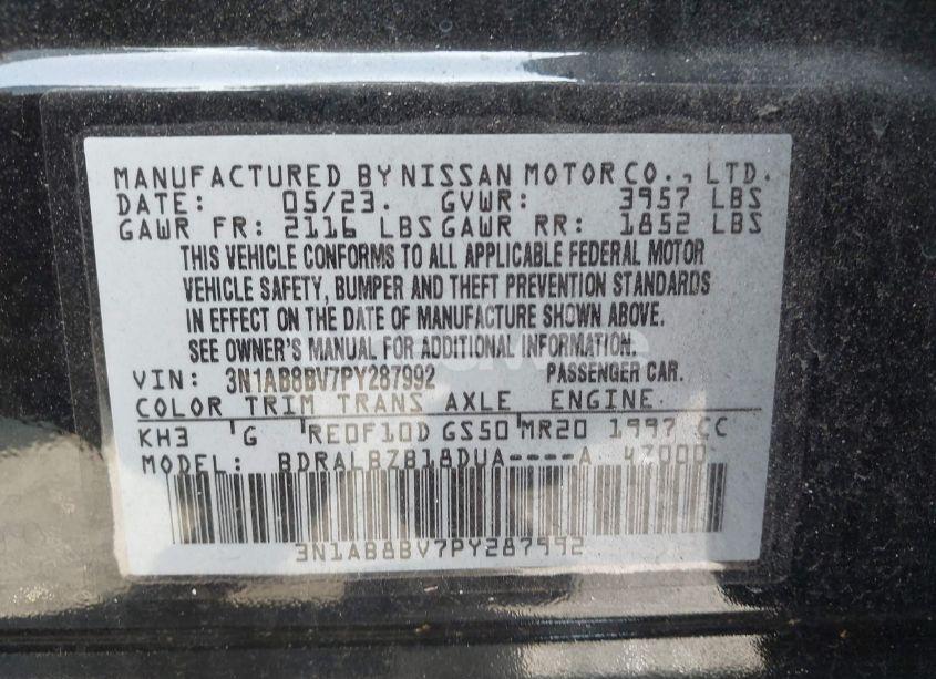 Photo 9 of 2023 Nissan Sentra S XTRONIC CVT (VIN 3N1AB8BV7PY287992)