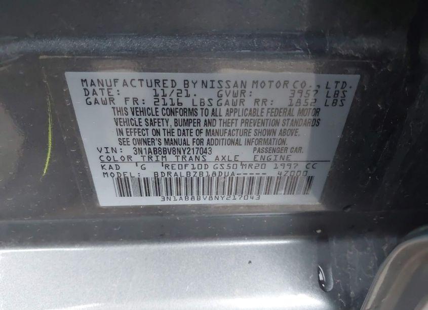 Photo 9 of 2022 Nissan Sentra S XTRONIC CVT (VIN 3N1AB8BV8NY217043)