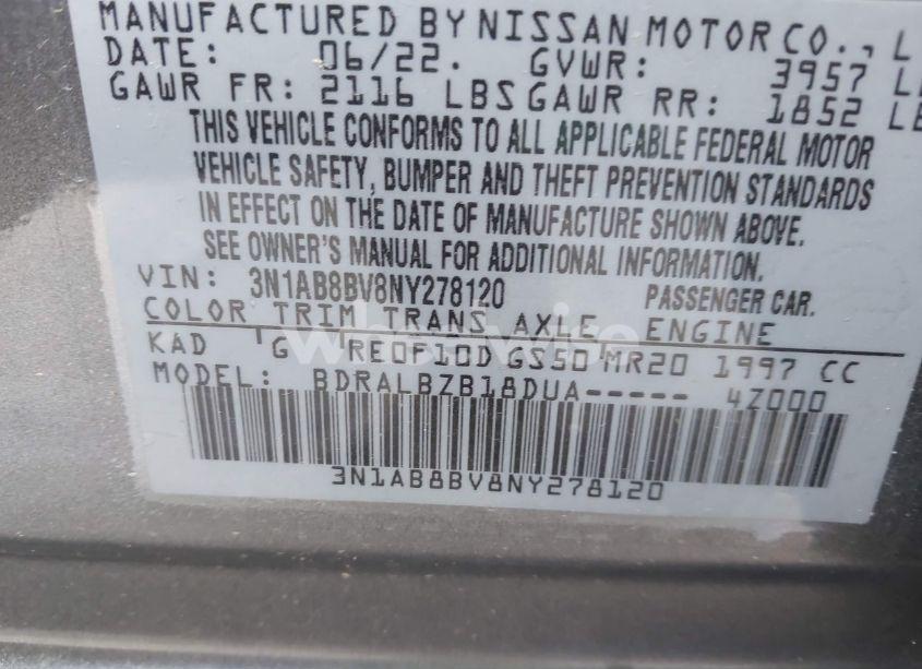 Photo 9 of 2022 Nissan Sentra S XTRONIC CVT (VIN 3N1AB8BV8NY278120)