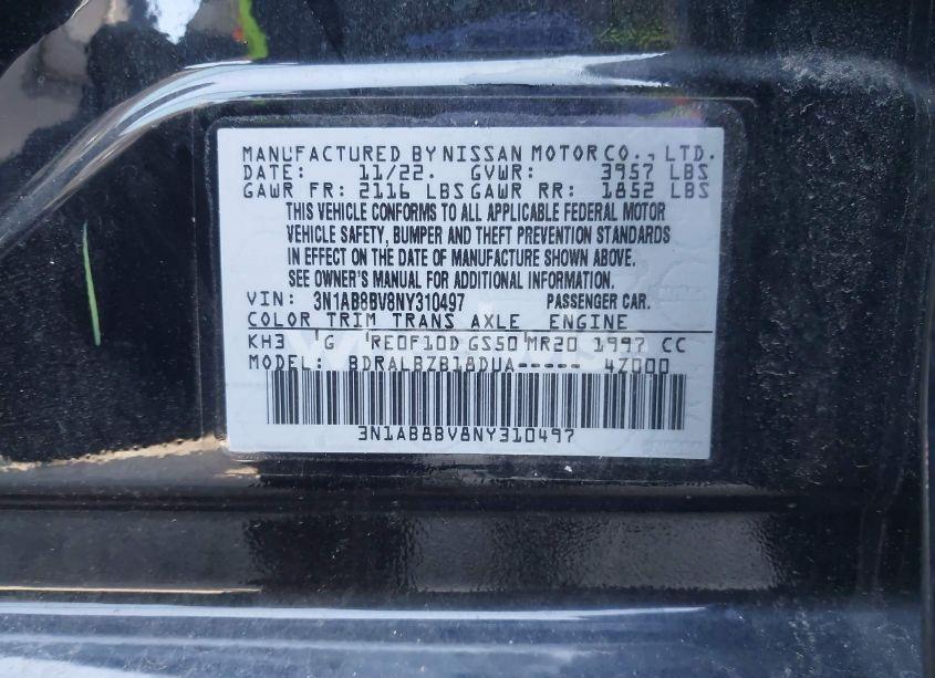 Photo 9 of 2022 Nissan Sentra S XTRONIC CVT (VIN 3N1AB8BV8NY310497)