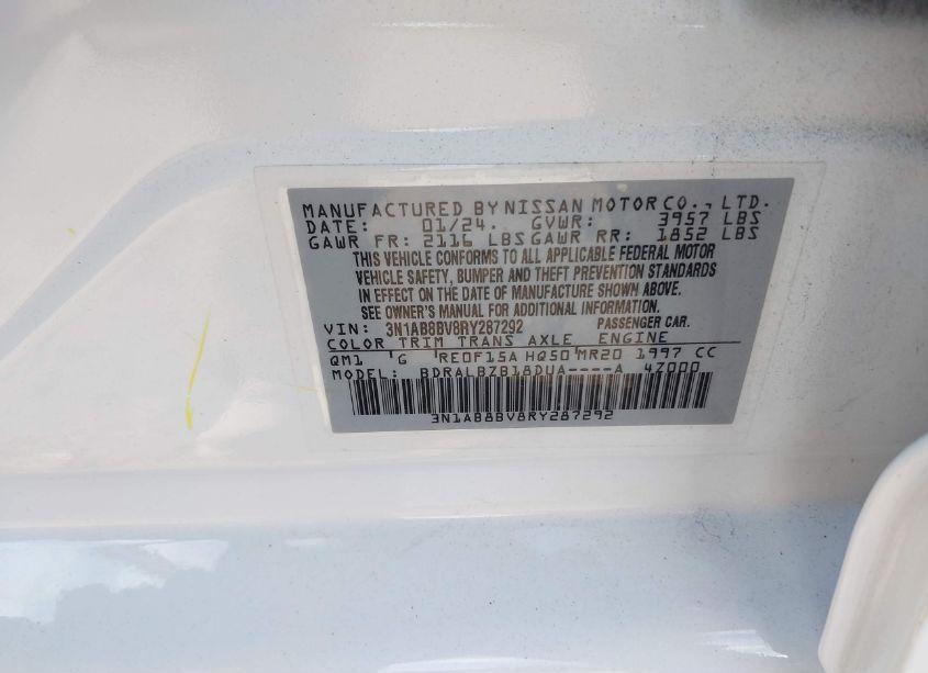 Photo 9 of 2024 Nissan Sentra S XTRONIC CVT (VIN 3N1AB8BV8RY287292)