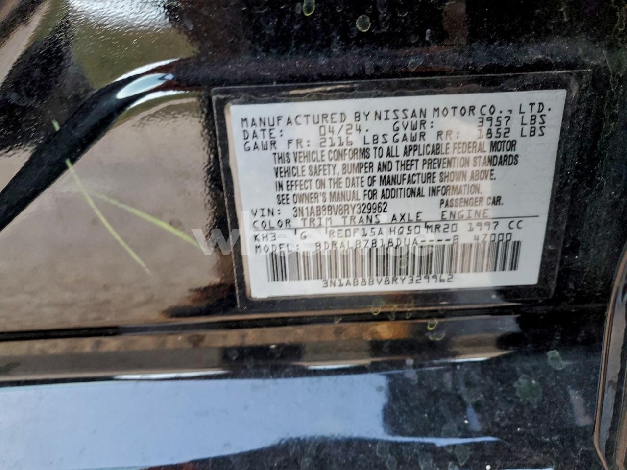 Photo 12 of 2024 NISSAN SENTRA S (VIN 3N1AB8BV8RY329962)