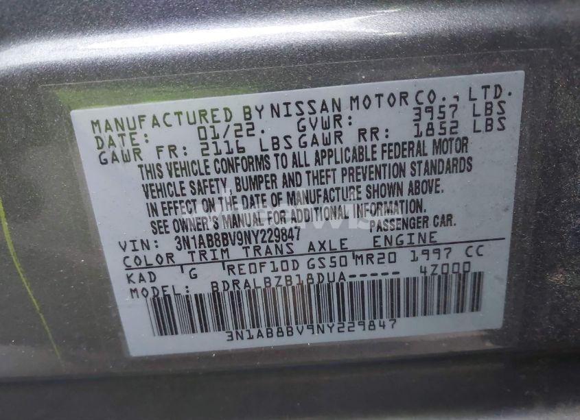 Photo 9 of 2022 Nissan Sentra S XTRONIC CVT (VIN 3N1AB8BV9NY229847)