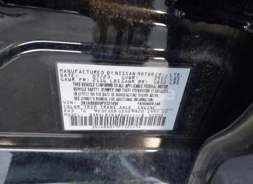 Photo 9 of 2023 Nissan Sentra S XTRONIC CVT (VIN 3N1AB8BV9PY321494)