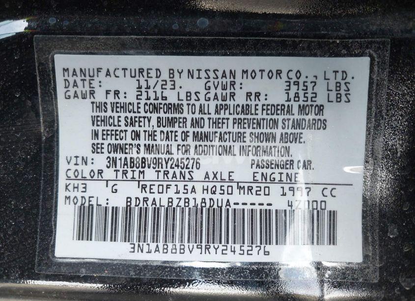 Photo 9 of 2024 Nissan Sentra S XTRONIC CVT (VIN 3N1AB8BV9RY245276)
