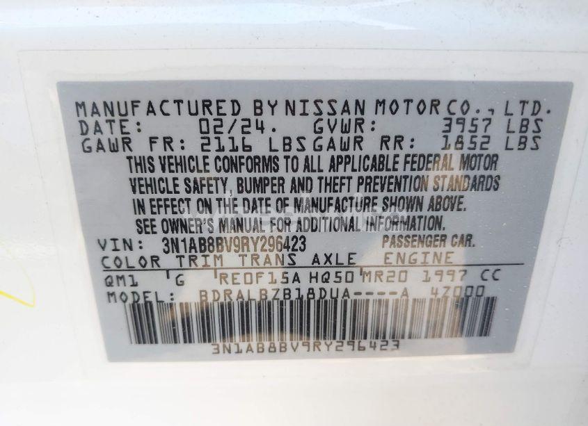 Photo 9 of 2024 Nissan Sentra S XTRONIC CVT (VIN 3N1AB8BV9RY296423)