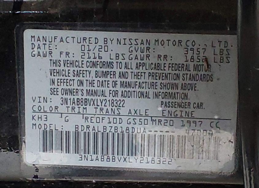 Photo 9 of 2020 Nissan Sentra S XTRONIC CVT (VIN 3N1AB8BVXLY218322)