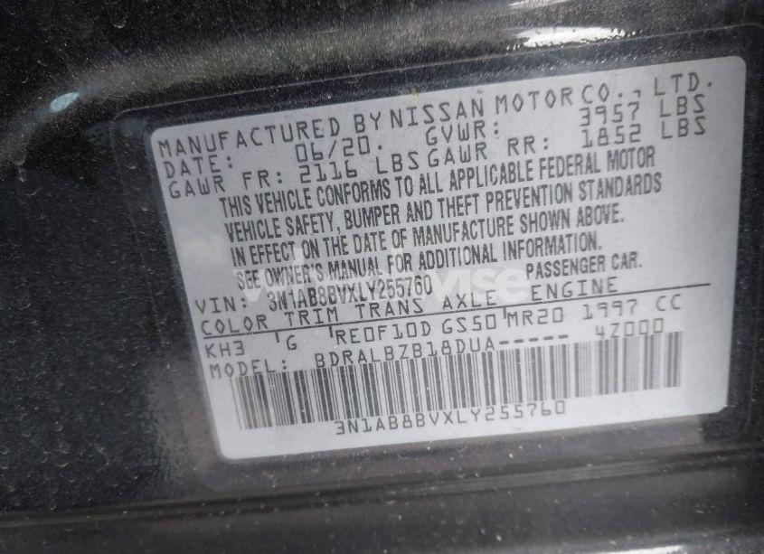 Photo 9 of 2020 Nissan Sentra S XTRONIC CVT (VIN 3N1AB8BVXLY255760)