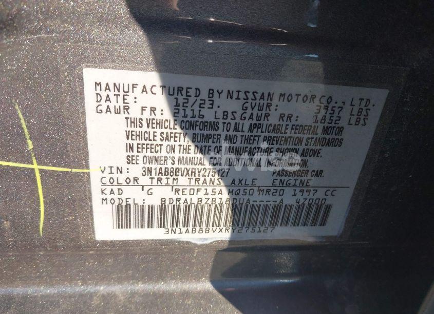 Photo 9 of 2024 Nissan Sentra S XTRONIC CVT (VIN 3N1AB8BVXRY275127)