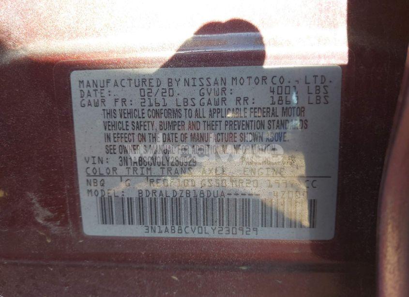 Photo 9 of 2020 Nissan Sentra SV XTRONIC CVT (VIN 3N1AB8CV0LY230929)