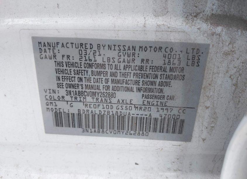 Photo 9 of 2021 Nissan Sentra SV XTRONIC CVT (VIN 3N1AB8CV0MY262880)