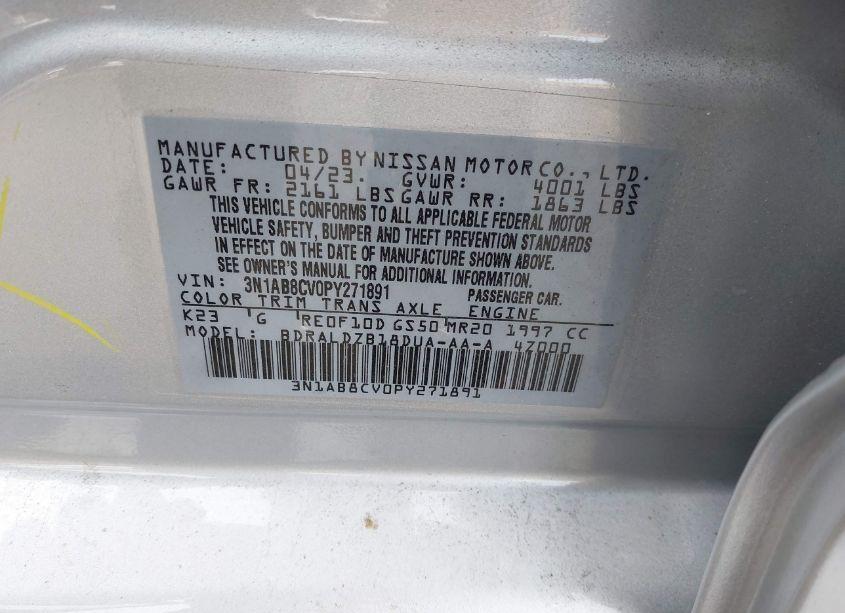 Photo 9 of 2023 Nissan Sentra SV XTRONIC CVT (VIN 3N1AB8CV0PY271891)