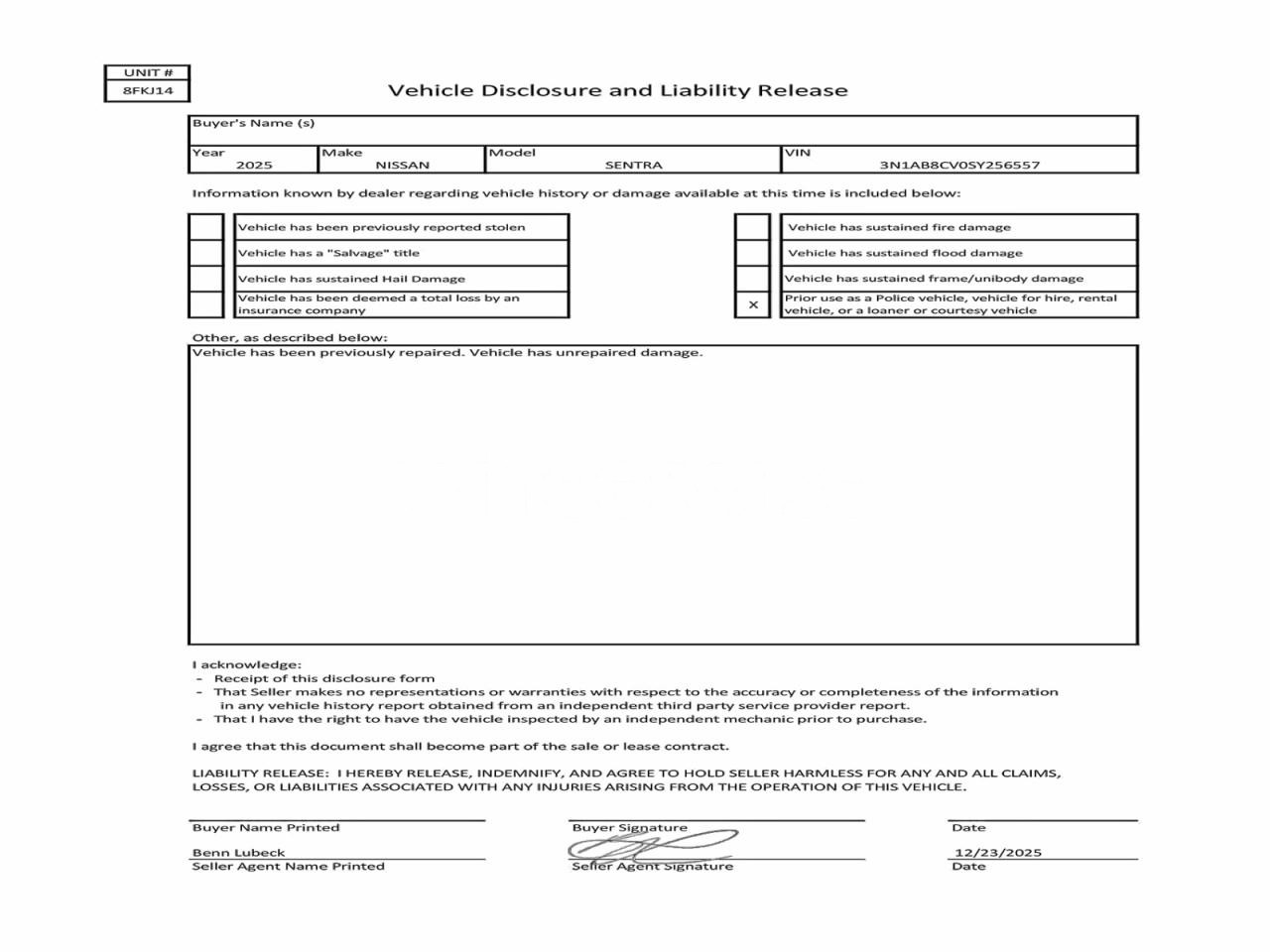 Photo 12 of 2025 NISSAN SENTRA SV (VIN 3N1AB8CV0SY256557)