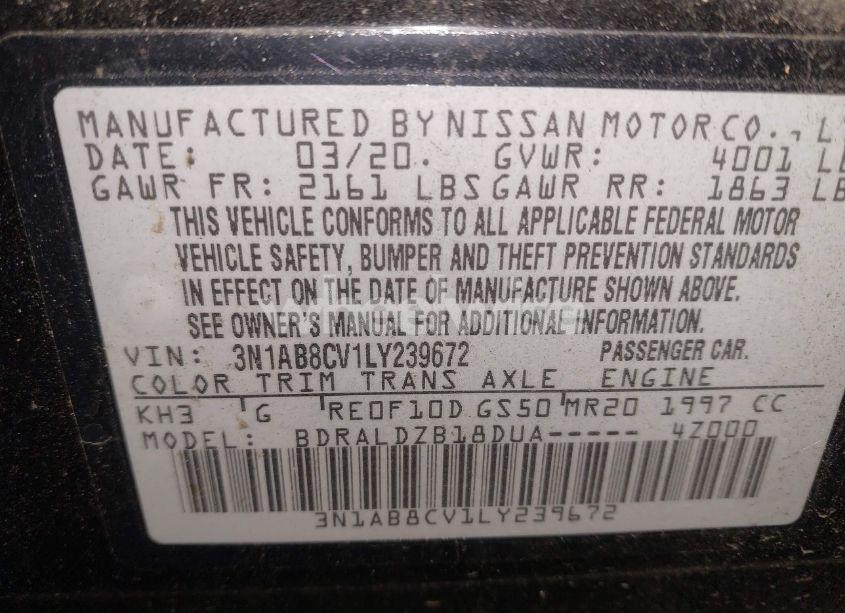 Photo 9 of 2020 Nissan Sentra SV XTRONIC CVT (VIN 3N1AB8CV1LY239672)