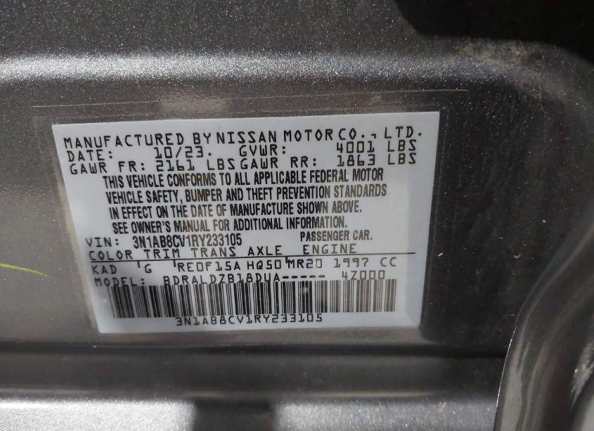 Photo 9 of 2024 Nissan Sentra SV XTRONIC CVT (VIN 3N1AB8CV1RY233105)