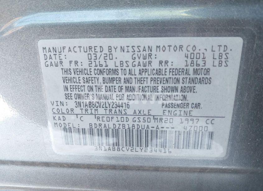 Photo 9 of 2020 Nissan Sentra SV XTRONIC CVT (VIN 3N1AB8CV2LY234416)