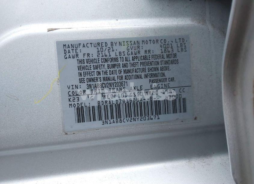 Photo 9 of 2022 Nissan Sentra SV XTRONIC CVT (VIN 3N1AB8CV2NY203671)